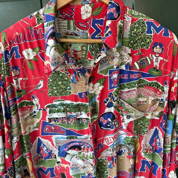 HTF Vintage Reyn Spooner Ole Miss Shirt XXL Colonel Reb Tailgate Aloha Football - Picture 1 of 9